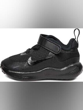 Nike Kids' All-Black Athletic Sneaker with Hook-and-Loop Strap